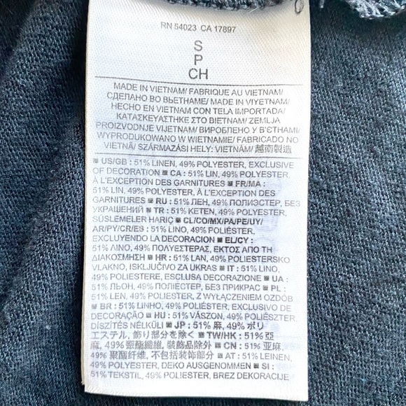 Banana Republic Navy Blue Linen Tank Top Sheer Panel Trim U shaped Neckline S - Picture 6 of 6